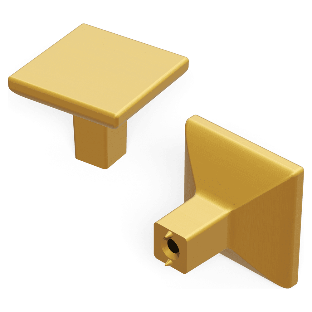 1-1/4" Skylight Square Cabinet Knob, Brushed Golden Brass (10/Box) Main - Image