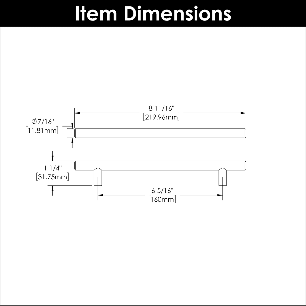 6-5/16" Bar pulls Cabinet Pull, Matte Black (10/Box) Alt 1 - Image