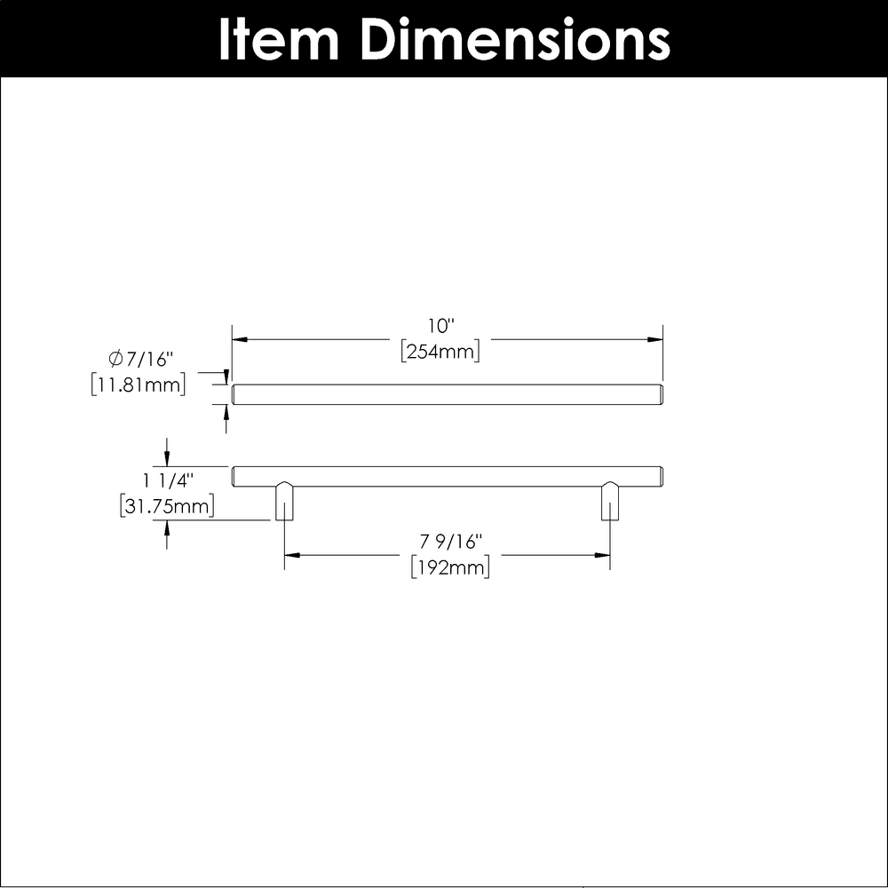 7-9/16" Bar pulls Cabinet Pull, Matte Black (5/Box) Alt 1 - Image