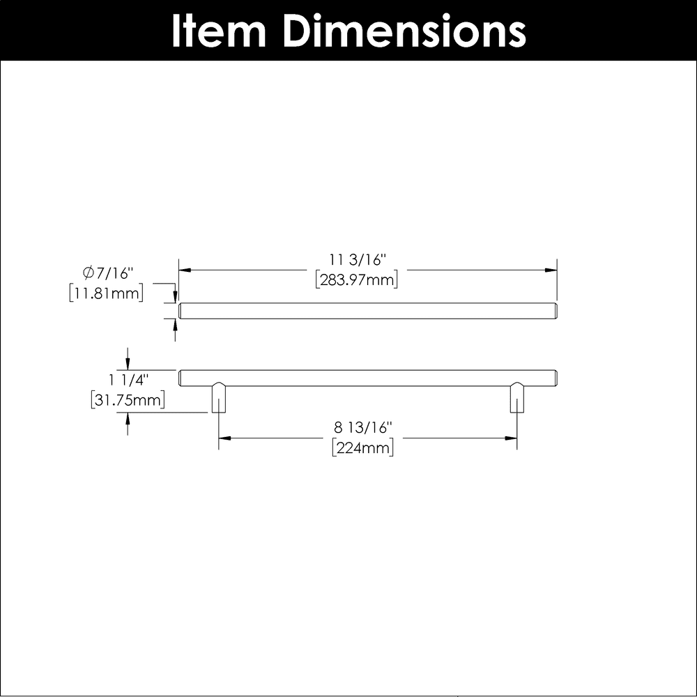 8-13/16" Bar pulls Cabinet Pull, Stainless Steel (5/Box) Alt 1 - Image