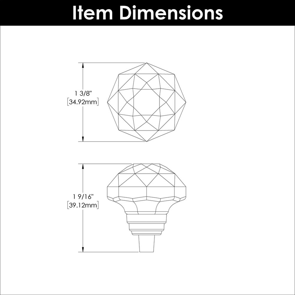 1-1/4" x 1/2" Crystal Palace Cabinet Knob, Glass/Chrome (10/Box) Alt 1 - Image