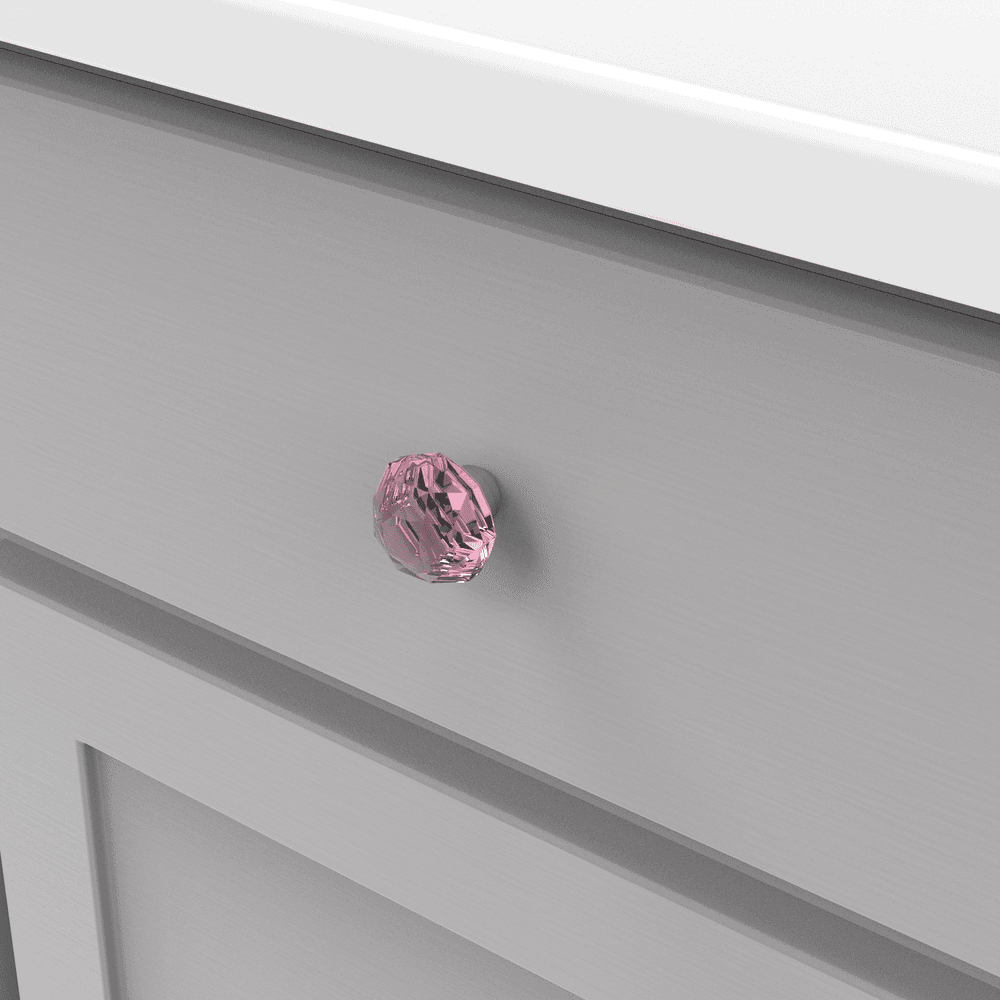1-1/4" x 1/2" Crystal Palace Cabinet Knob, Glass/Chrome (10/Box) Alt 2 - Image