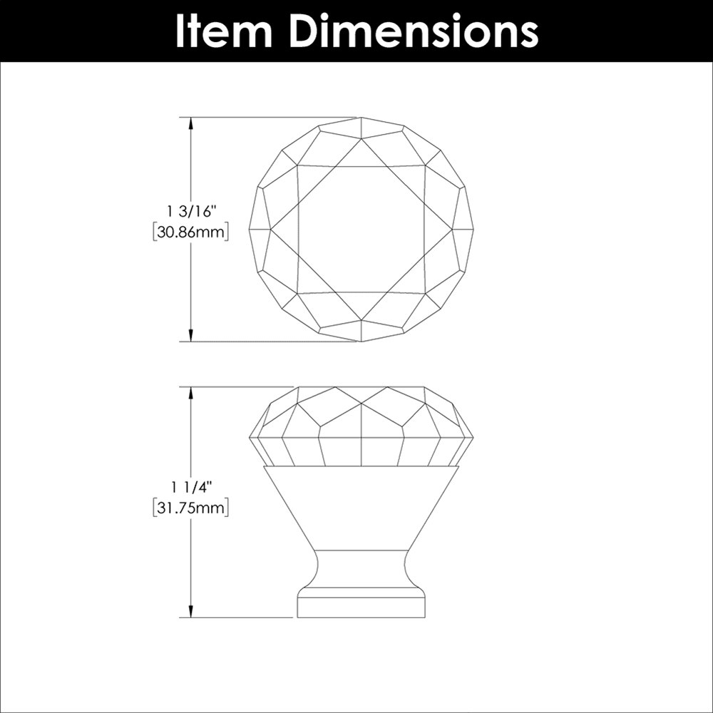 1-1/4" x 3/4" Crystal Palace Cabinet Knob, Glass/Chrome (10/Box) Alt 1 - Image