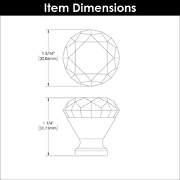 1-1/4" x 3/4" Crystal Palace Cabinet Knob, Glass/Chrome (10/Box) Alt 1 - Image
