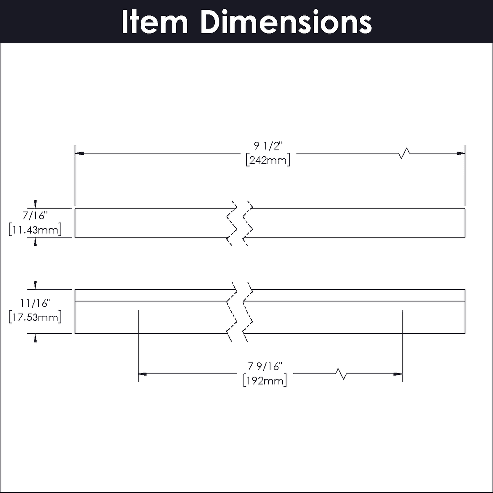 7-9/16" Streamline Rectangular Pull, Flat Onyx (10/Box) Alt 1 - Image