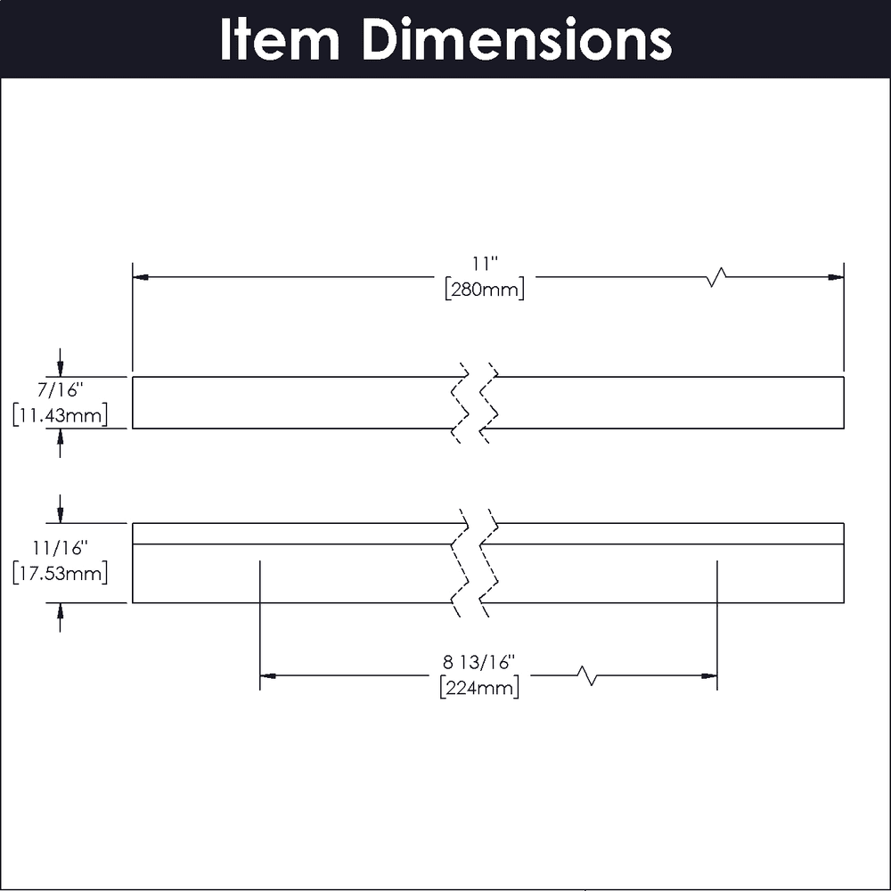 8-13/16" Streamline Rectangular Pull, Flat Onyx (5/Box) Alt 1 - Image