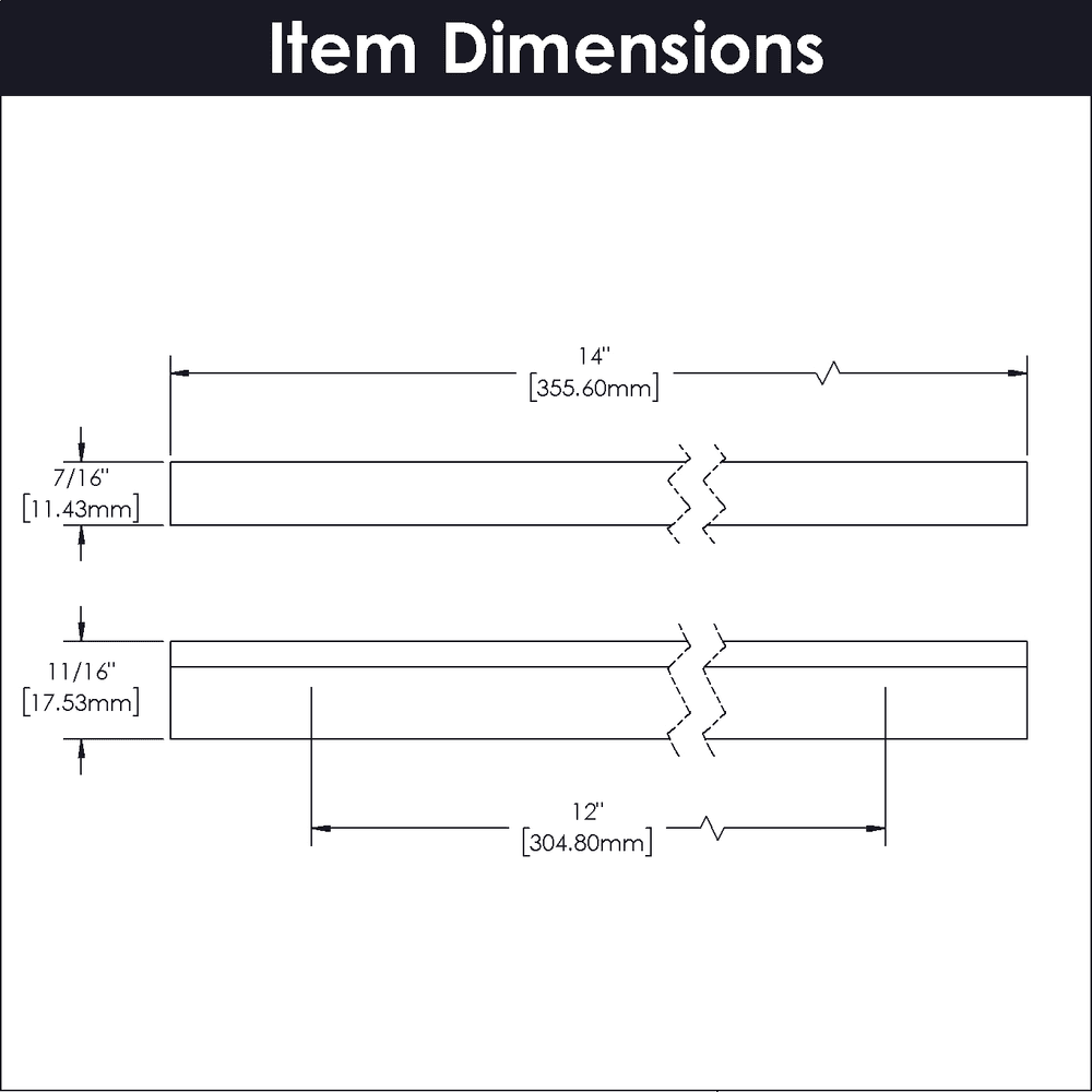 12" Streamline Rectangular Pull, Flat Onyx (5/Box) Alt 1 - Image