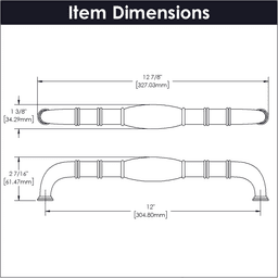 12" Williamsburg Appliance Pull, Oil-Rubbed Bronze Highlighted (5/Box) Alt 4 - Image