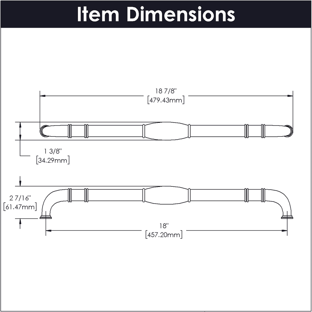 18" Williamsburg Appliance Pull, Black Nickel Vibed (5/Box) Alt 4 - Image