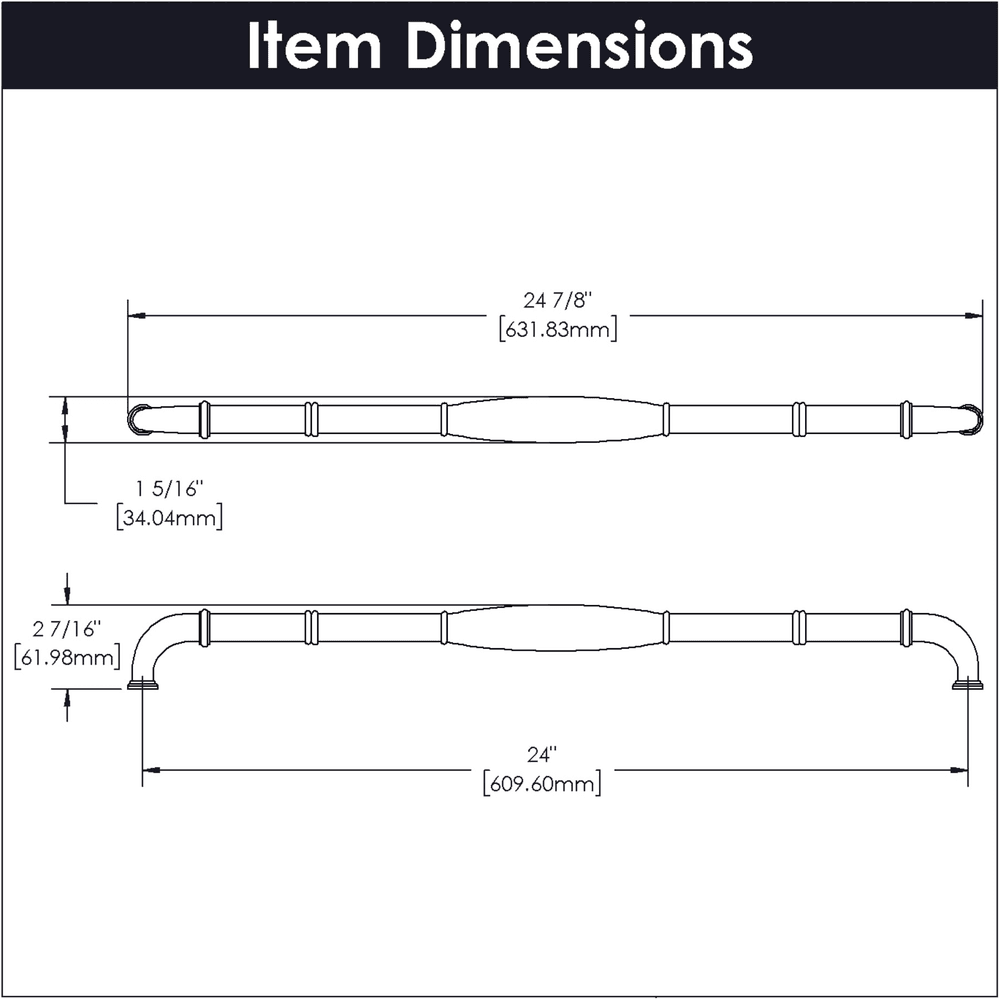 24" Williamsburg Appliance Pull, Black Nickel Vibed (5/Box) Alt 4 - Image