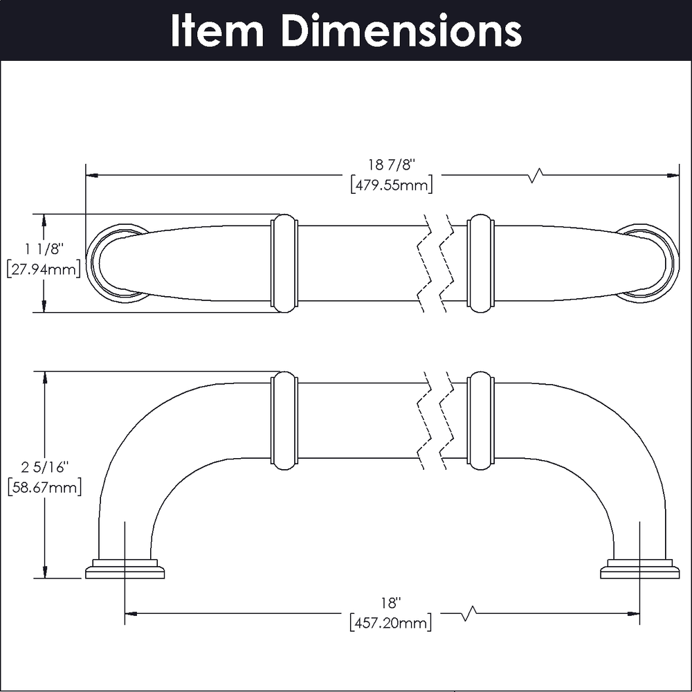 18" Cottage Appliance Pull, Satin Nickel (5/Box) Alt 1 - Image