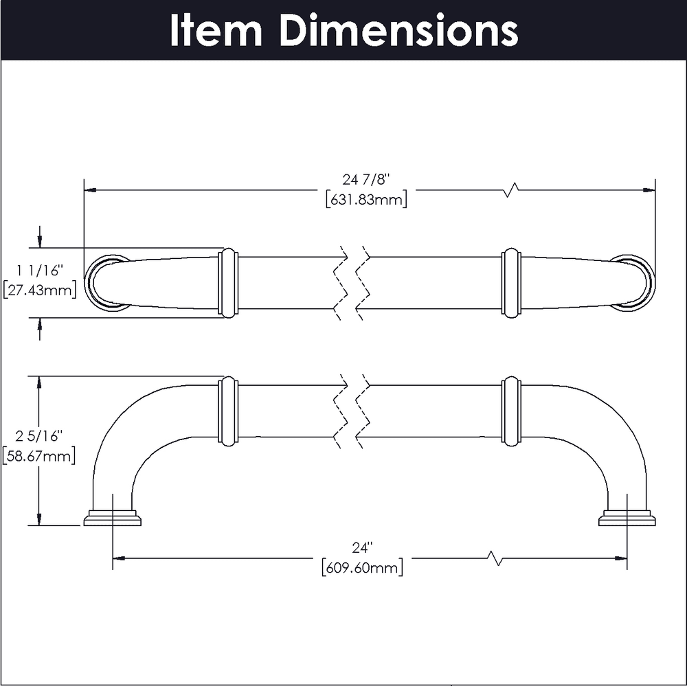 24" Cottage Appliance Pull, Satin Nickel (5/Box) Alt 1 - Image