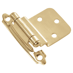 3/8" Inset Surface Face Mount Hinge, Self-Close, Polished Brass Main - Image