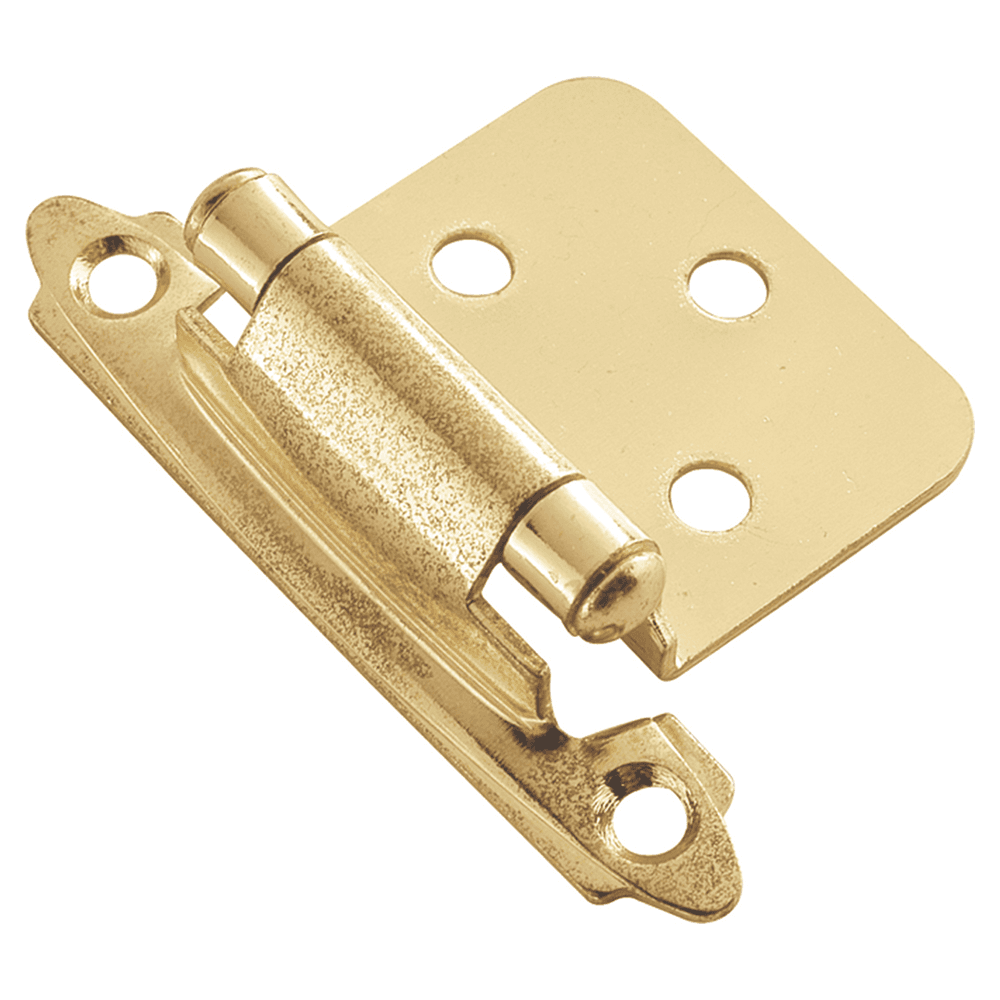 2-3/4" Flush Surface Face Mount Hinge, Self-Close, Polished Brass Main - Image