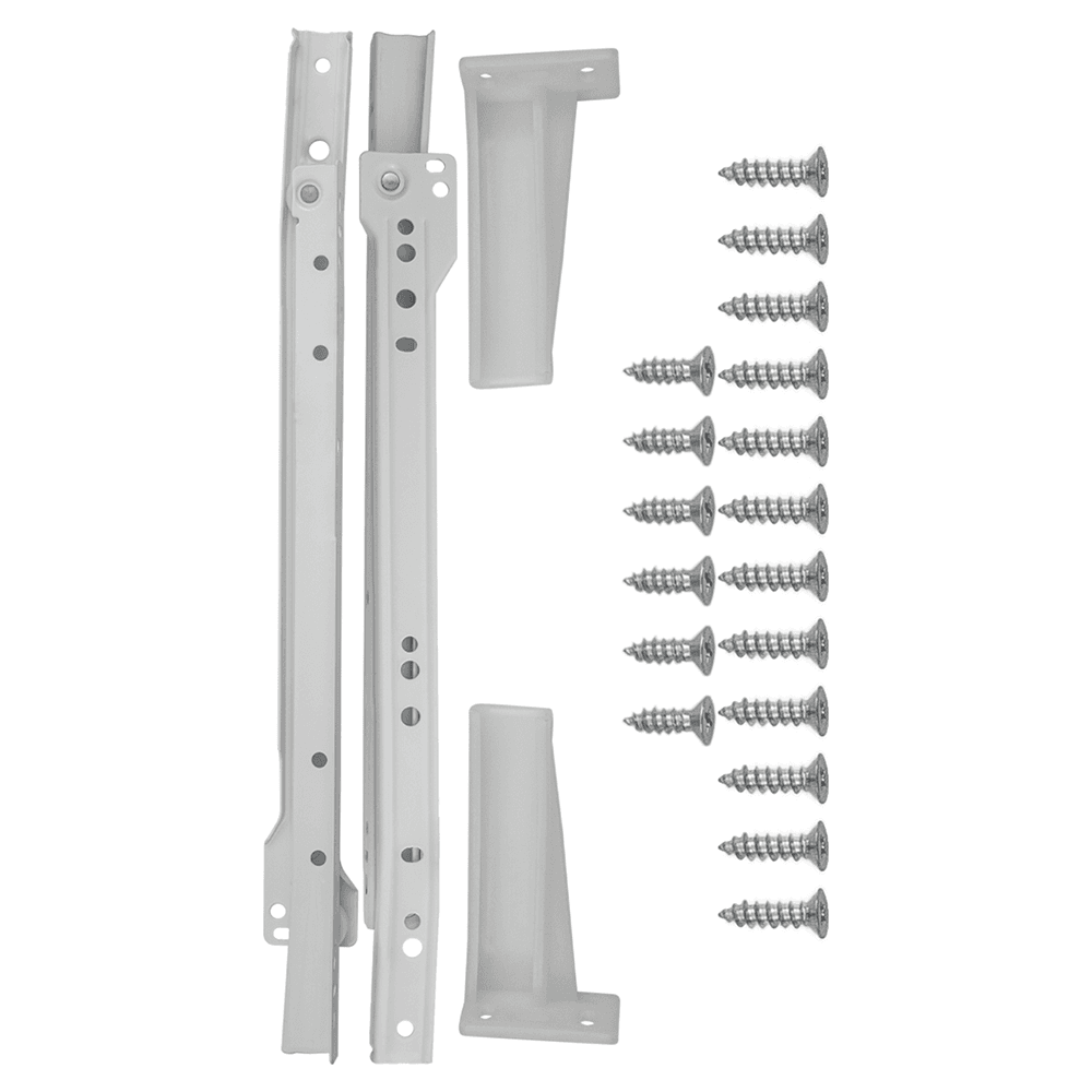 22" Drawer Slide Bottom Mount 3/4 Extension, White Main - Image