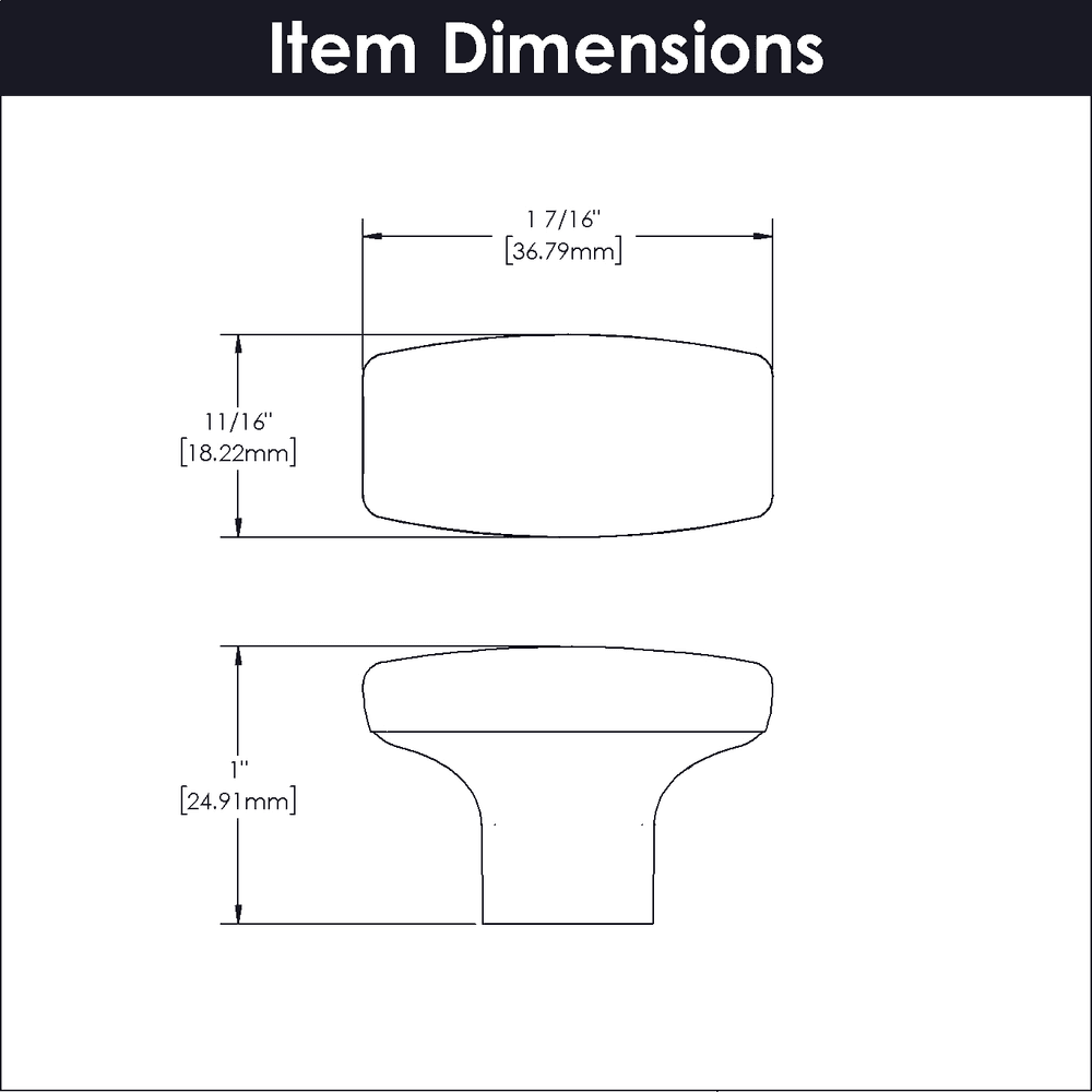 1-7/16" x 3/4" Metropolis Oval Cabinet Knob, Chrome Alt 3 - Image