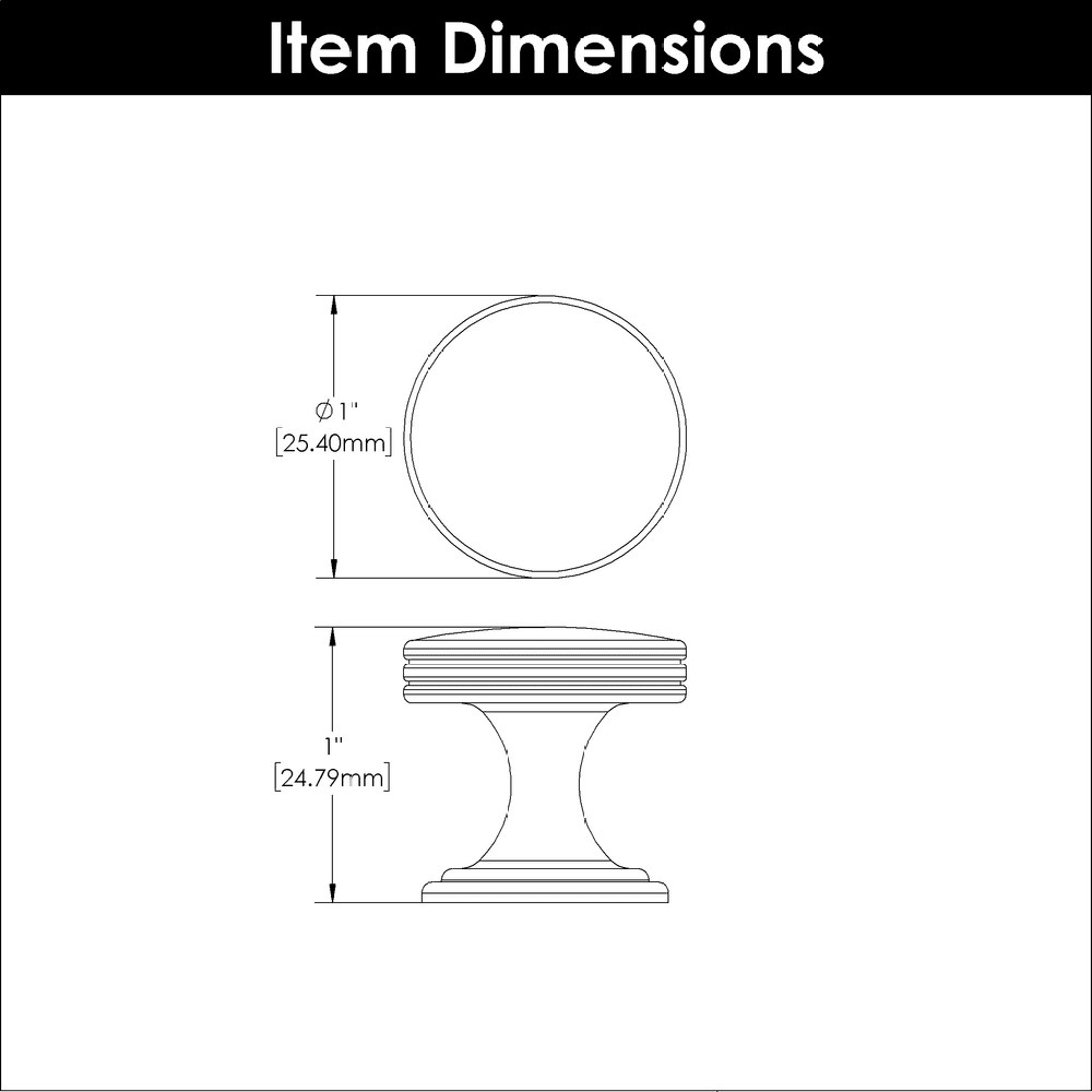 1" American Diner Cabinet Knob, Black Nickel Alt 1 - Image