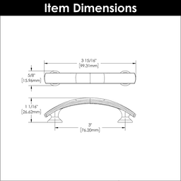 3" American Diner Arch Pull, Black Nickel (10/Box) Alt 1 - Image