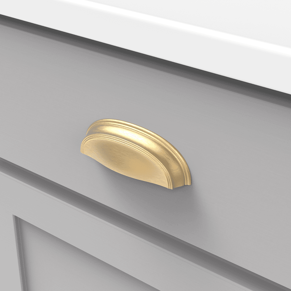 3" American Diner Cup Pull, Brushed Golden Brass Alt 2 - Image