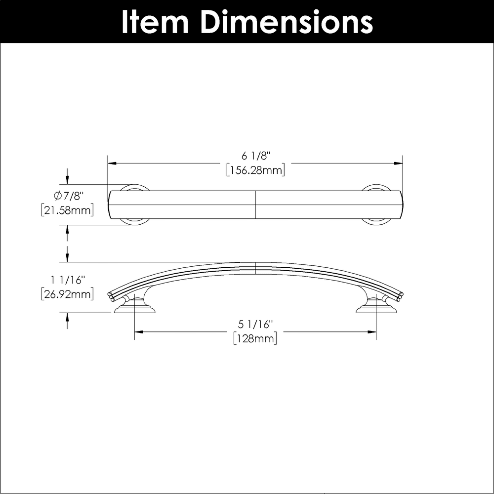 5-1/16" American Diner Arch Pull, Brushed Golden Brass Alt 1 - Image