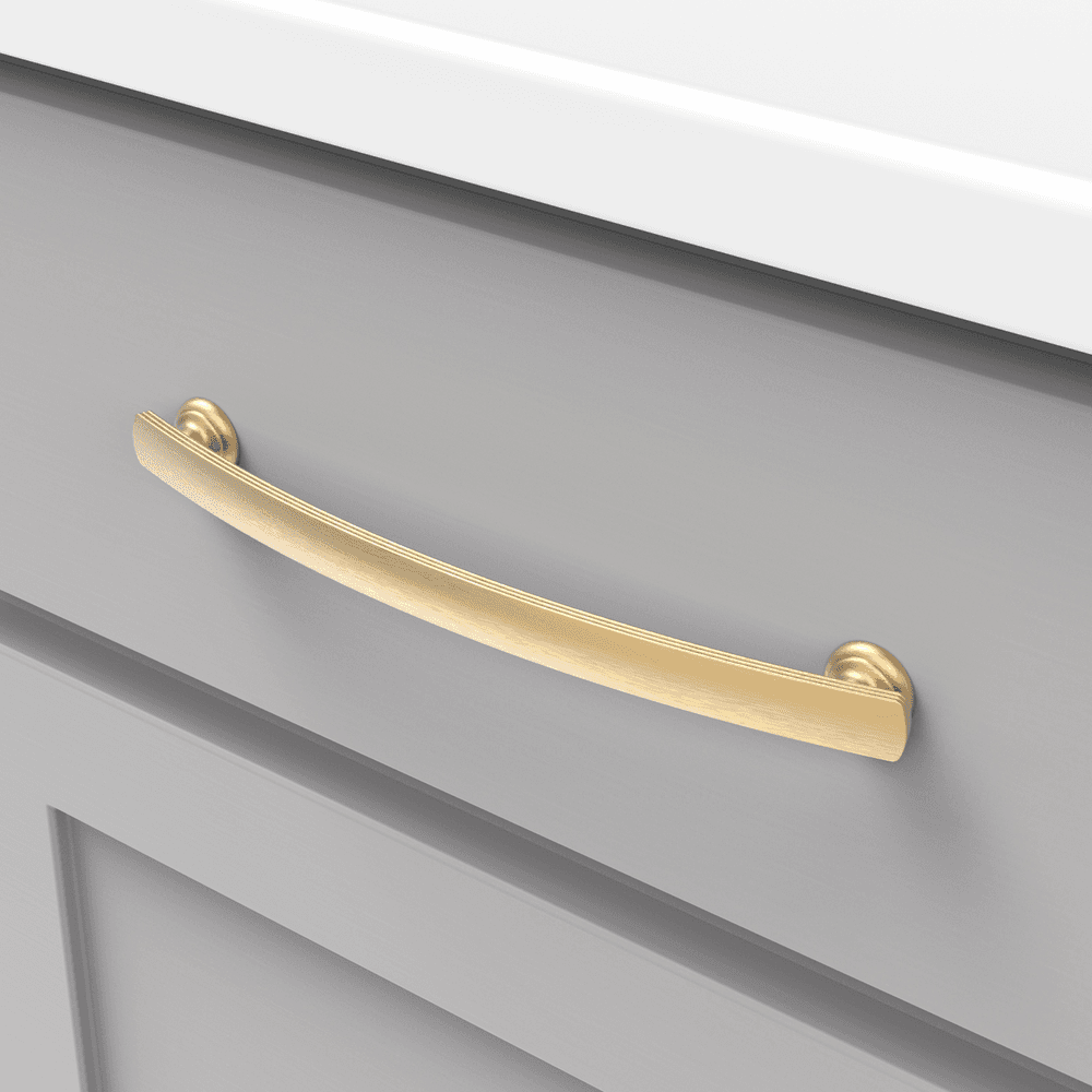 7-9/16" American Diner Arch Pull, Brushed Golden Brass Alt 2 - Image