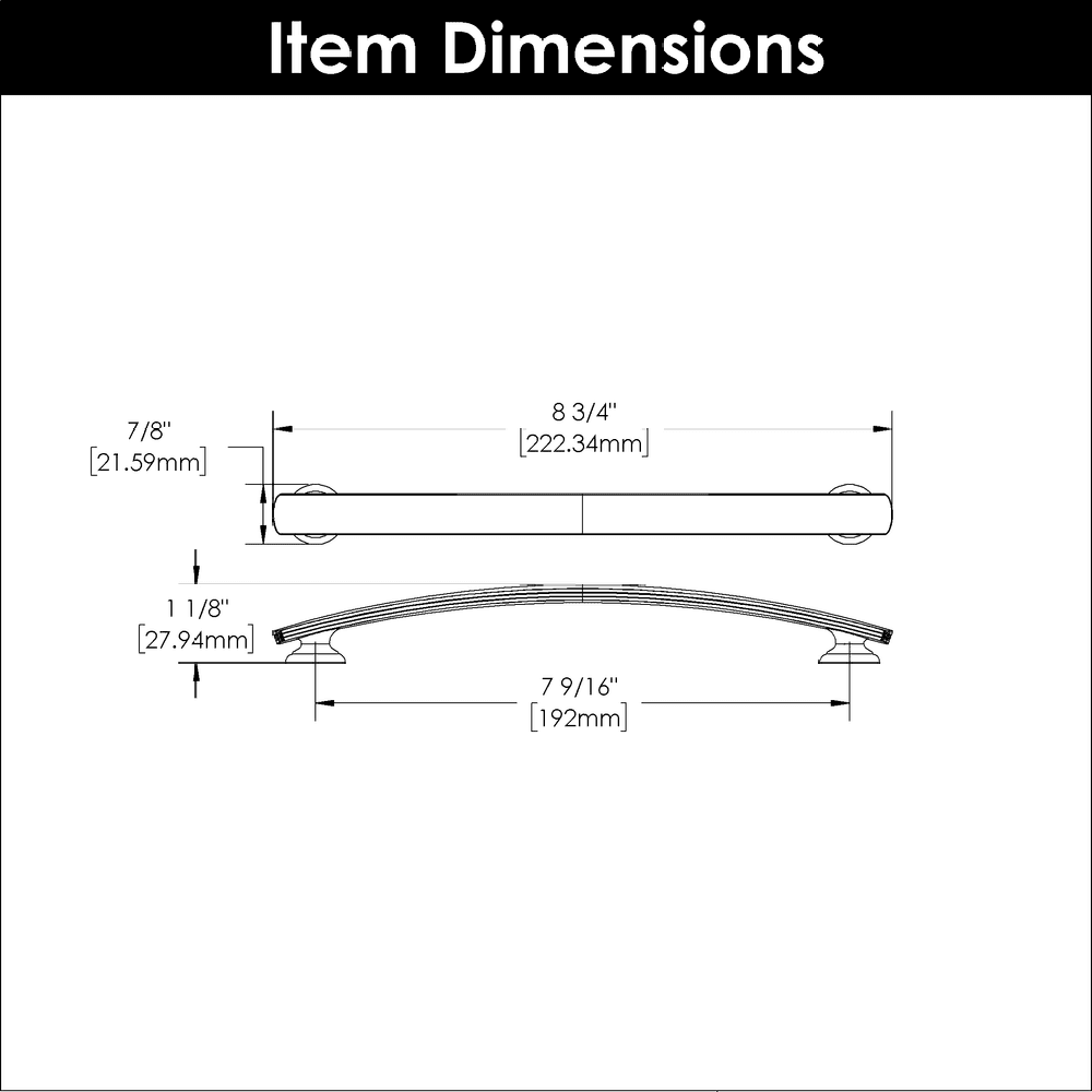 7-9/16" American Diner Arch Pull, Brushed Golden Brass (5/Box) Alt 3 - Image