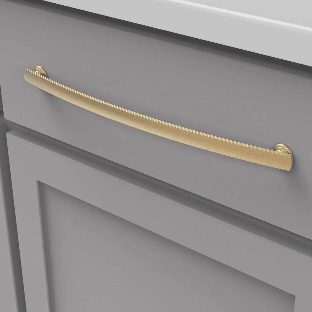 12" American Diner Arch Pull, Brushed Golden Brass Alt 2 - Image