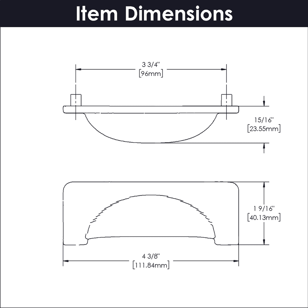 3-3/4" Craftsman Cup Pull, Black Iron (10/Box) Alt 3 - Image