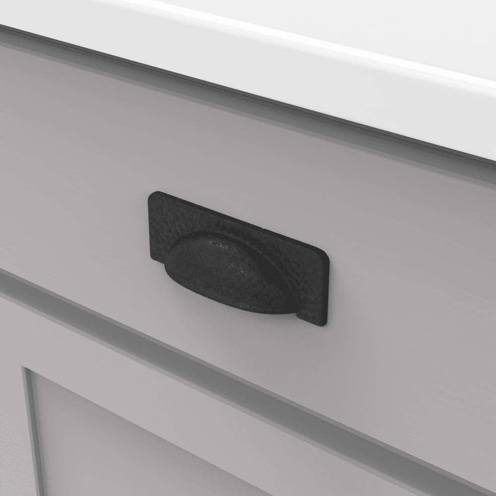 3-3/4" Craftsman Cup Pull, Black Iron Alt 2 - Image