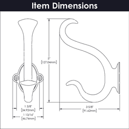 5-1/16" Craftsman Signature Cabinet Hook, Black Iron (Box/5) Alt 1 - Image