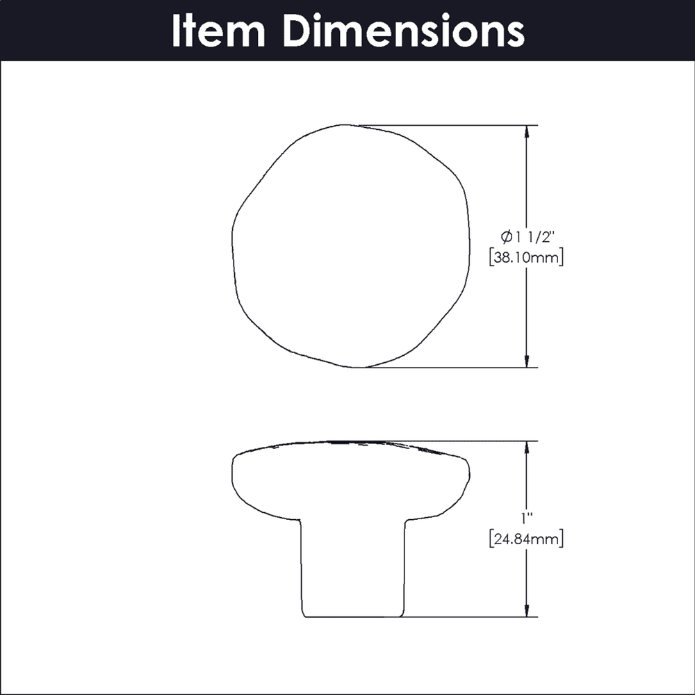 1-1/2" Carbonite Cabinet Knob, Black Iron (10/Box) Alt 3 - Image