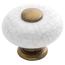 1-1/4" Tranquility Mushroom Cabinet Knob, Polished/Vintage Brown Crackle Main - Image