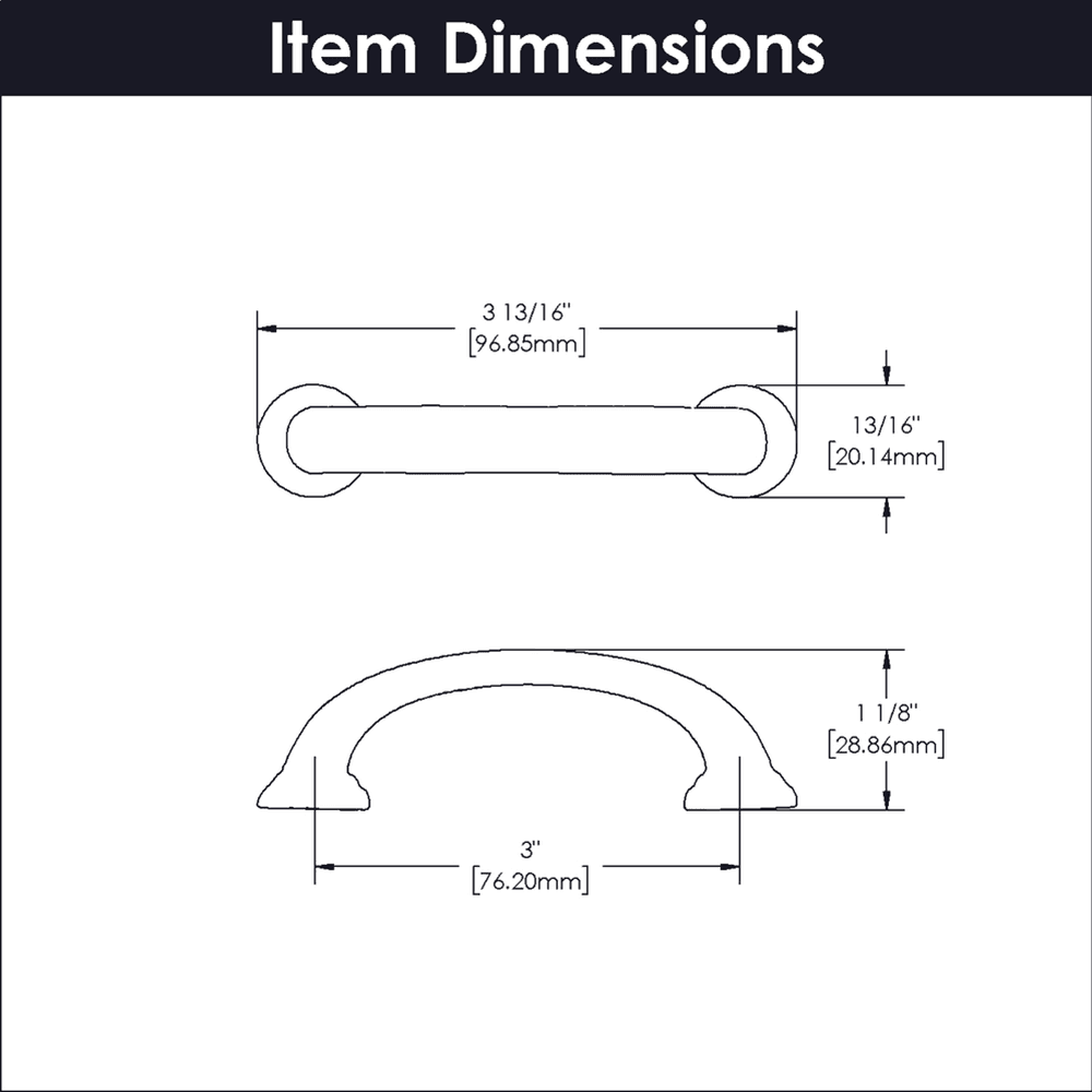 3" Zephyr Cabinet Pull, Matte Black (10/Box) Alt 3 - Image
