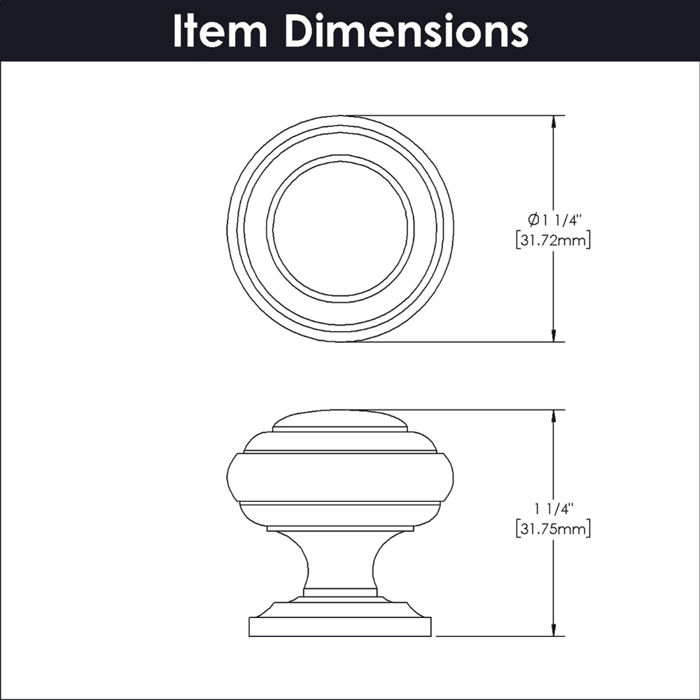 1-1/4" Zephyr Cabinet Knob, Matte Black (10/Box) Alt 3 - Image