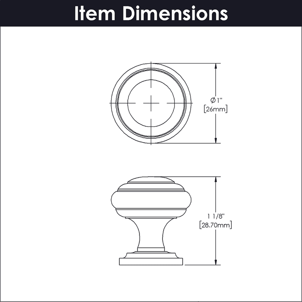 1" Zephyr Cabinet Knob, Matte Black (10/Box) Alt 3 - Image