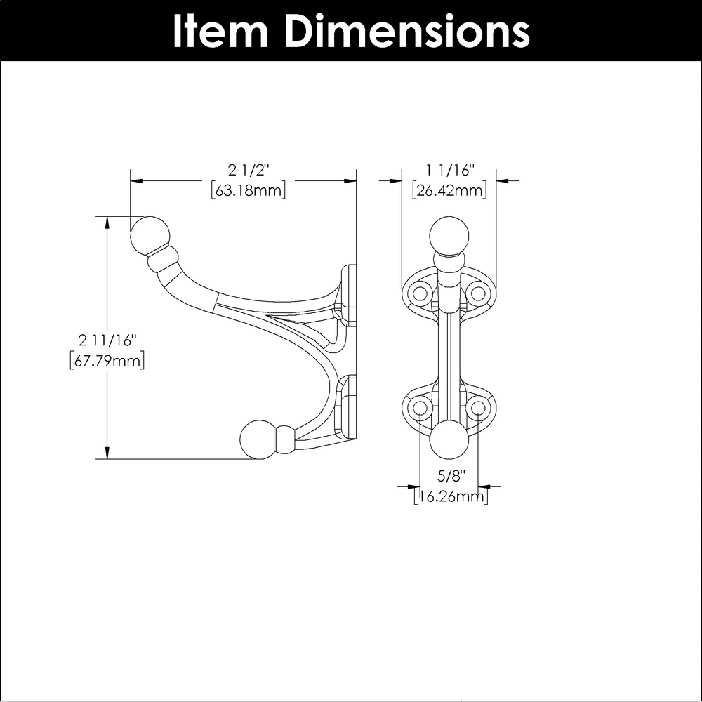 2-3/4" Hooks Double Coat Hook, Brushed Golden Brass Alt 1 - Image