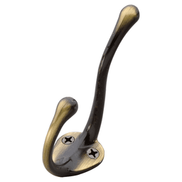 3-1/2" Universal Double Cabinet Hook, Antique Brass Main - Image