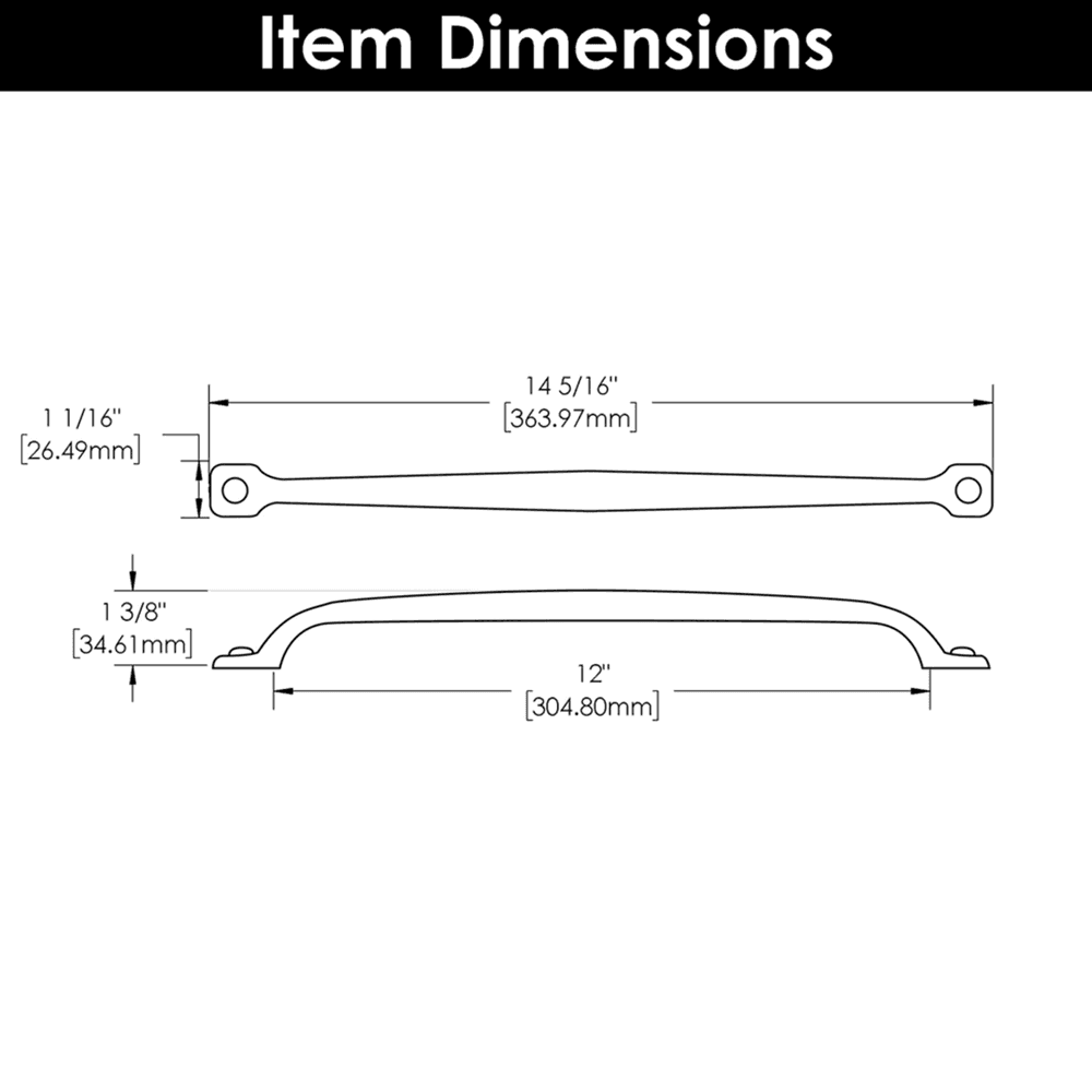 12" Refined Rustic Cabinet Pull, Black Iron (5/Box) Alt 4 - Image