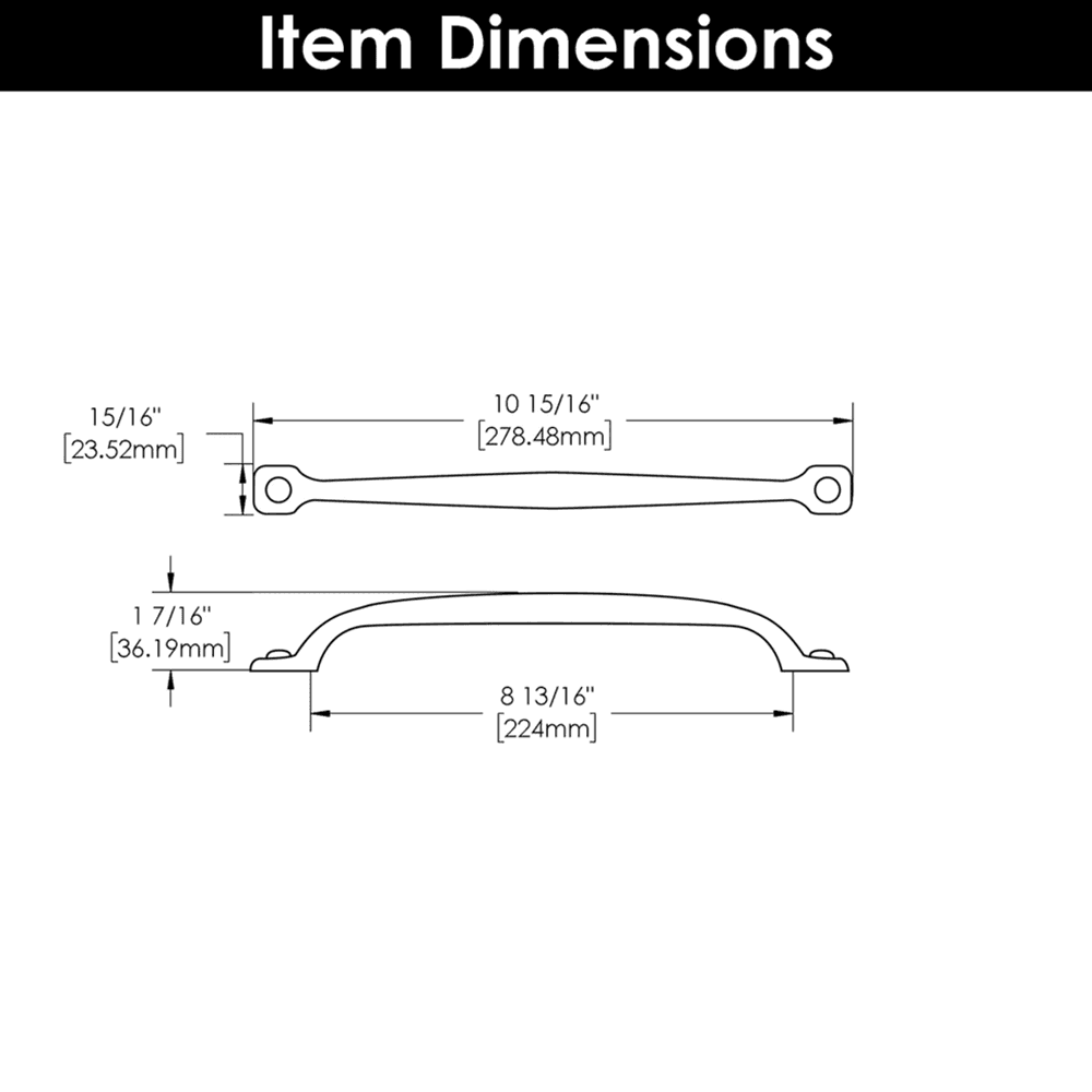 8-13/16" Refined Rustic Cabinet Pull, Black Iron (5/Box) Alt 4 - Image