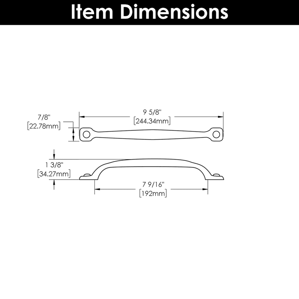 7-9/16" Refined Rustic Cabinet Pull, Black Iron (5/Box) Alt 4 - Image