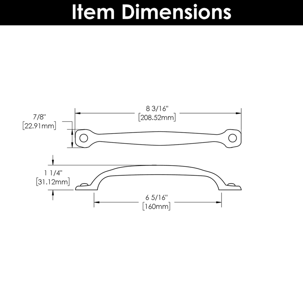 6-5/16" Refined Rustic Cabinet Pull, Black Iron (10/Box) Alt 4 - Image