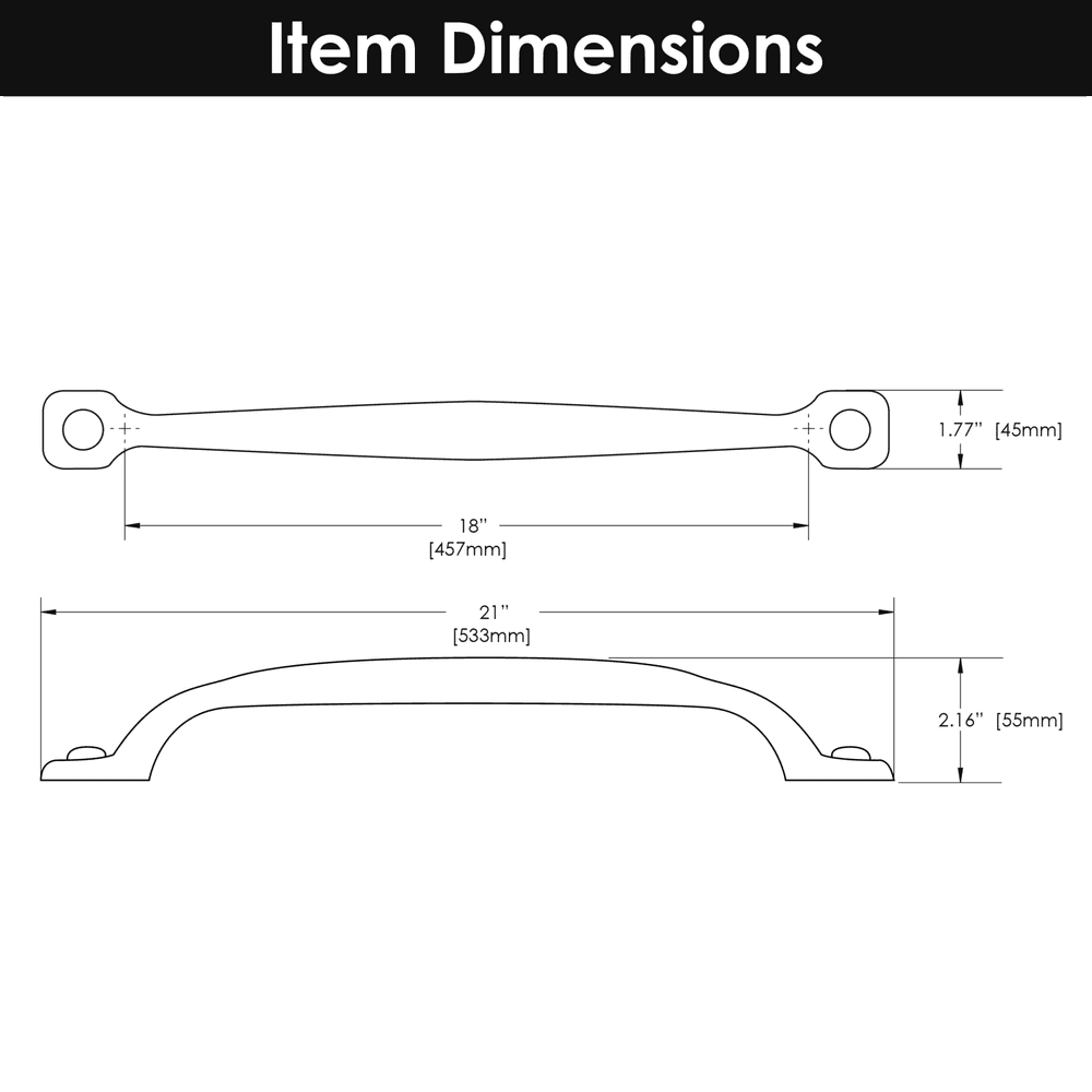18" Refined Rustic Cabinet Pull, Rustic Iron (5/Box) Alt 4 - Image