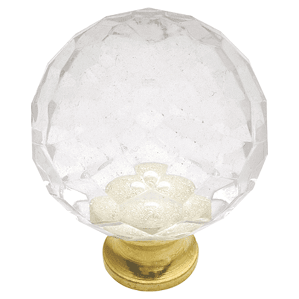 1-3/16" Crystal Palace Round Cabinet Knob, Crysacrylic/Polished Brass Main - Image