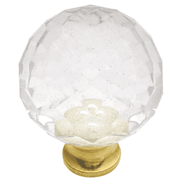 1-3/16" Crystal Palace Round Cabinet Knob, Crysacrylic/Polished Brass Main - Image