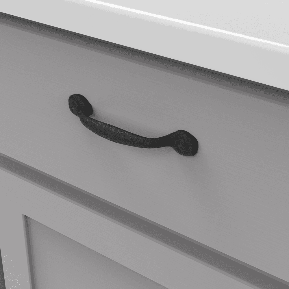 3-3/4" Refined Rustic Cabinet Pull, Rustic Iron Alt 2 - Image