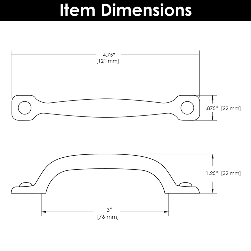 3" Refined Rustic Cabinet Pull, Rustic Iron Alt 4 - Image