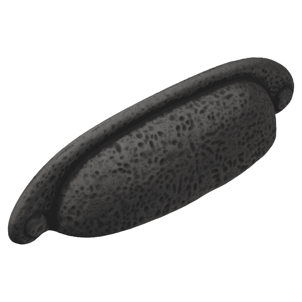 3" Refined Rustic Cup Pull, Black Iron (25/Box) Alt 1 - Image