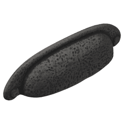 3" Refined Rustic Cup Pull, Black Iron (25/Box) Alt 1 - Image