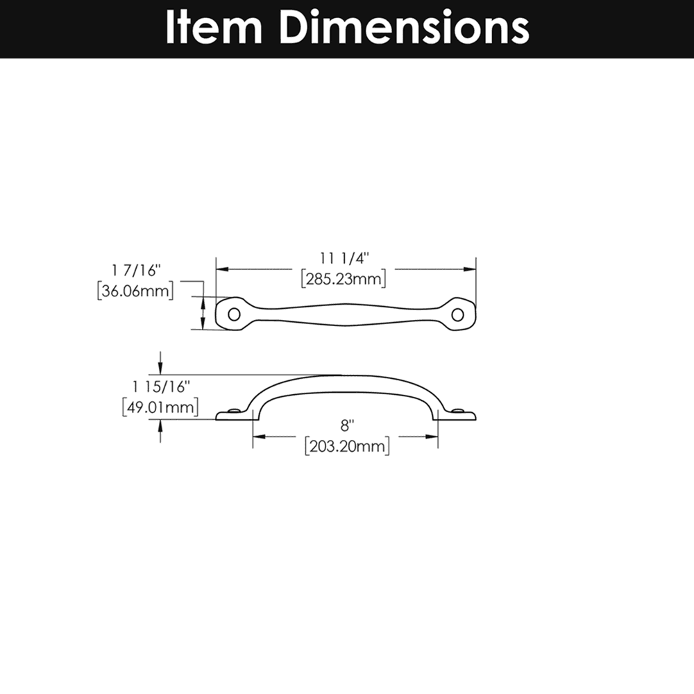 8" Refined Rustic Appliance Pull, Black Iron (5/Box) Alt 4 - Image