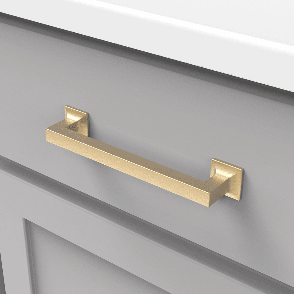 6-5/16" Studio Cabinet Pull, Brushed Golden Brass Alt 2 - Image